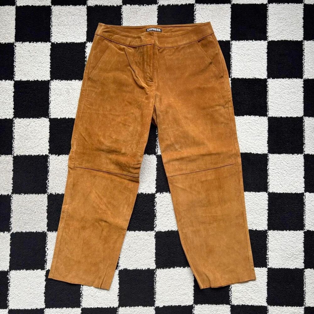 Express Genuine Leather Brown Suede Capri Pants 0